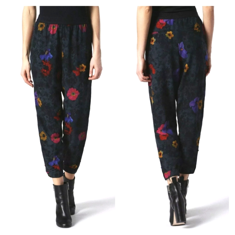Floral Silky Viscose Jogger Pants XS Diesel